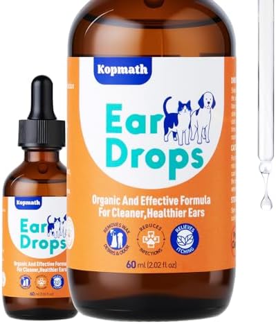 Dog Ear Drops, Dog Ear Cleaner Drops, Ear Infection Treatment for Dogs and Cats, Natural Herbal Ear Cleaning Solution for Dirty,Itchy,Smelly,Inflammed Pet Ears, 2 oz with Dropper by Kopmath