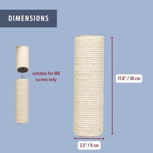 TRIXIE Replacement Sisal Post for Cat Scratching Posts, Backup Scratcher for Indoor Cat Furniture, Trees and Towers, 3.5 in x 11.8 in (9 x 30 cm) - Image 6