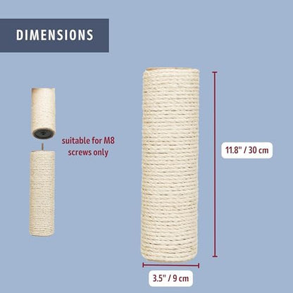 TRIXIE Replacement Sisal Post for Cat Scratching Posts, Backup Scratcher for Indoor Cat Furniture, Trees and Towers, 3.5 in x 11.8 in (9 x 30 cm) - Image 6