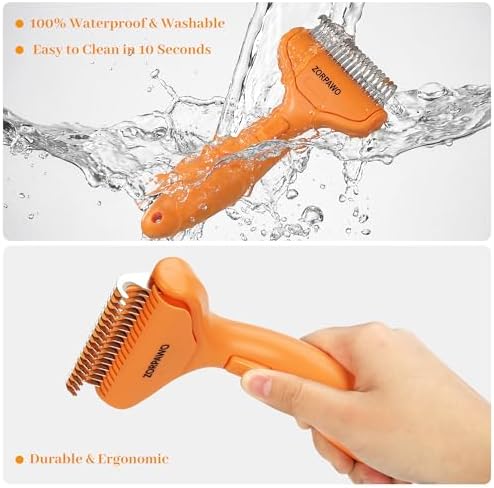 Undercoat Rake & Self-Cleaning Deshedding Brush, Orange - Image 6