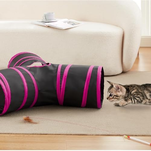 Pet Cat Tunnel Tube Cat Toys 3 Way Collapsible, Tunnels for Indoor Cats，Kitty Bored Peek Hole Toy Ball Cat, Puppy, Kitty, Kitten, Rabbit - Image 6