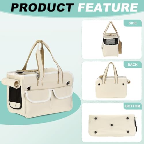 Cat Carrier for Pet White Dog Carrier Carrying Case Up to 16.5lbs - Image 4