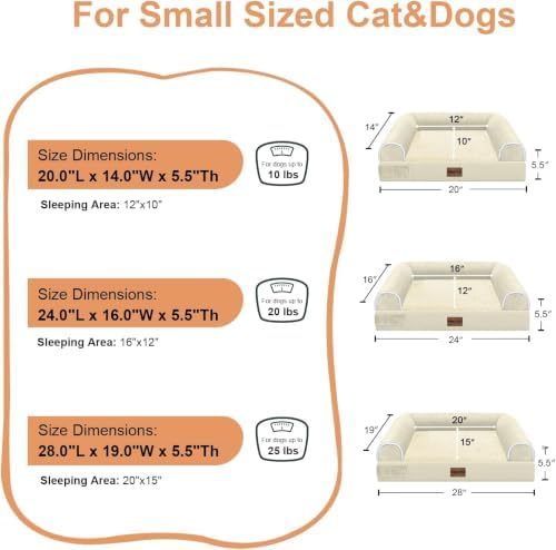 NANUYA Orthopedic Dog Bed for Small Dogs, 24 x 16 Inch, Beige - Image 6