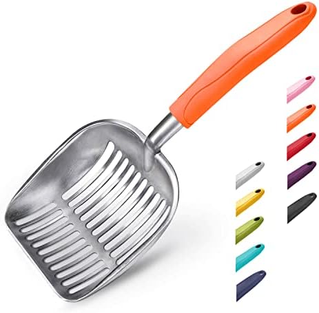 WePet Cat Litter Scoop, Aluminum Alloy Sifter, Kitty Metal Scooper, Deep Shovel, Long Handle, Poop Sifting, Kitten Pooper Lifter, Durable, Heavy Duty, for Litter Box by WePet