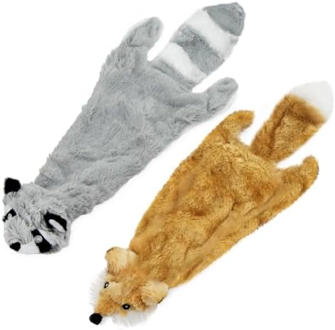 Best Pet Supplies 2-in-1 Stuffless Squeaky Dog Toy - Fox, Raccoon, Medium by BestPetSuppliesLLC