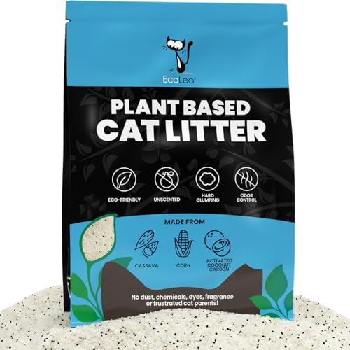 EcoLeo Plant-Based, Dust-Free Cat Litter - Ideal for Robot Automatic Litter Boxes, 100% Natural from Cassava & Corn Hard Clumping, Unscented, Odor Control for Multi-Cat Homes by EcoLeo