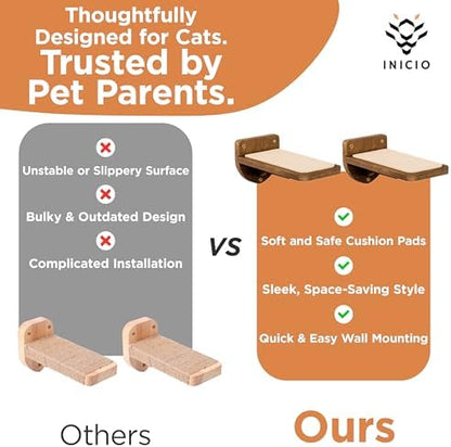 INICIO Cat Wall Steps - 3 Pack of Stairs for Cats to Climb - Brown - Image 7