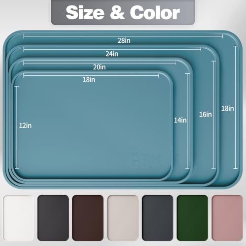 Silicone Dog Cat Food Mat Extra Thick Raised Edge, 24"x16" Slate Blue - Image 3