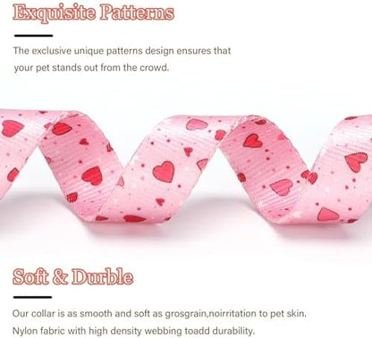 Pink Heart with Pendant Cute Dog Collar for Small Medium Large Dogs, XS - Image 3