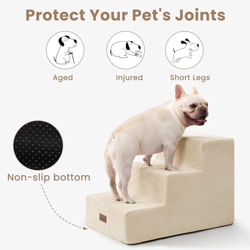 Aodisman Dog Stairs for Small Dogs,Wider 3-Step Pet Steps for Couch & Bed - Image 6
