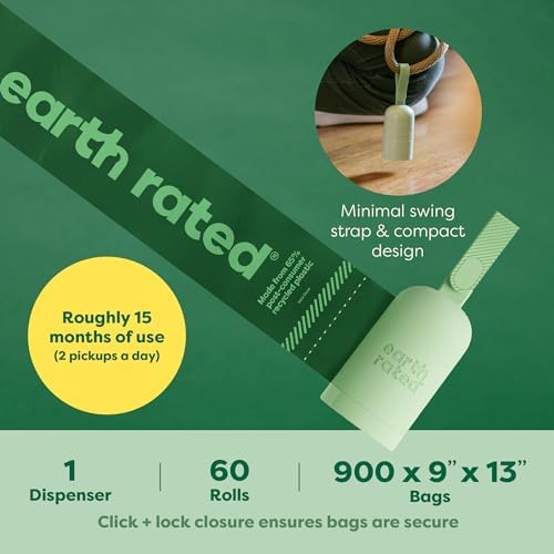 Earth Rated Dog Poop Bag Holder, 1 Dispenser and 900 Bags, Lavender - Image 5