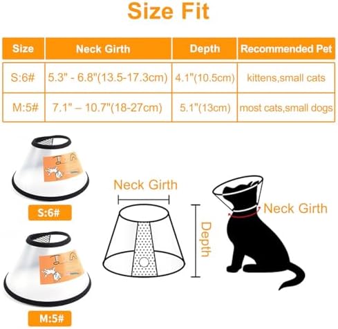 VOVIGGOL 2 Pack Cat Cones to Stop Licking, Cat E Collar Pet Cone for Cats After Surgery, Pet Elizabethan Collar Dog Head Cone Recovery Cone for Most Cats & Small Dogs (Size M, 5#) - Image 2