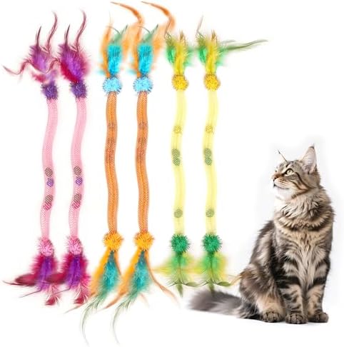 Catnip Toys for Cats – 6-Pack Feather Mesh Tubes with Bells, Interactive Chew Set for Indoor Cats & Kittens by Unknown