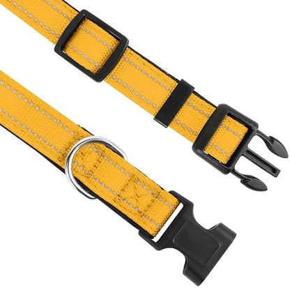 Reflective Dog Collar, Adjustable Soft Neoprene Padded,Yellow,XS - Image 3