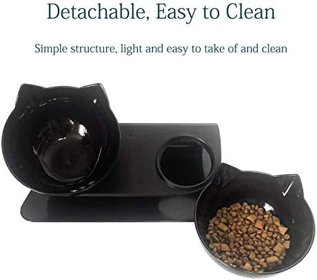 Luck Dawn Double Elevated Cat Bowls with Raised Stand, 15 Tilted cat Bowl Design Neck Guard Stand Raised Pet Food Water Feeder Bowl for Cats or Small Dogs - Image 5