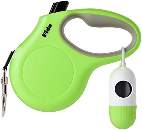 Fida Retractable Dog Leash with Dispenser and Poop Bags, 16 ft, Green by Fida