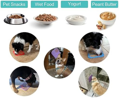 Lick Mat for Dogs Cats, 7.9" Large Licking Pad, Food Grade Silicone Slow Feeder Mat with Strong Suction Cups, Anxiety Relief Lick Pad for Bathing Grooming Training, 4 Pack - Image 4
