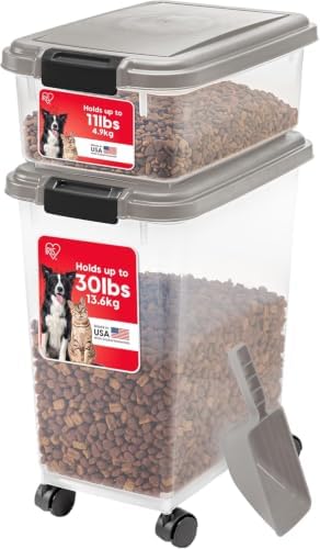 IRIS USA Airtight Dog Food Storage Container Combo, 30 lb & 11 lb Bin by IRISUSA