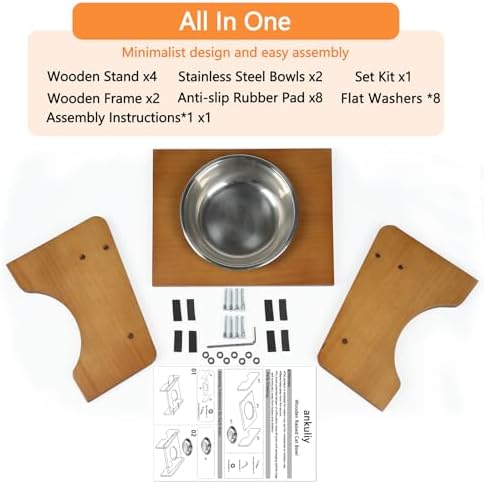 Elevated Stainless Steel Raised Food and Water Bowls, 15 Tilted Anti Vomiting, Dishwasher Safe, Non-Slip, Suitable for Cats and Puppies (Brown) - 2 Pack - Image 6