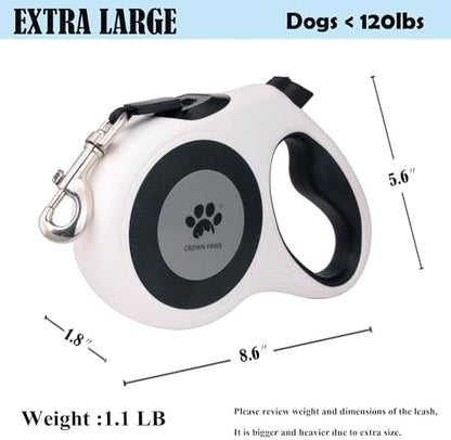 16 ft Retractable Dog Leash for Extra Large Dogs up to 130 lbs,Tangle-Free Nylon Tape,White Dan24 XL - Image 7