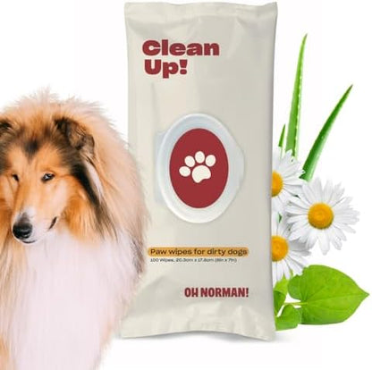 OH NORMAN! Clean Up Paw Wipes for Dogs, Plant-Based, Unscented, 100 Ct by OhNorman