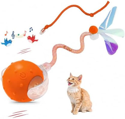 Interactive Cat Ball Toy, Motion Activated Electric Rechargeable Cat Toy by Sentoo