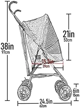 Pet Gear Travel Lite Plus Stroller, Compact, Easy Fold, No Assembly Required, Large Wheels for Cats and Dogs up to 15 pounds, Classic Pink - Image 2
