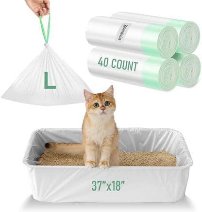 ZOMISIA Cat Litter Box Liners Large - 40 Count 37" x 18" Jumbo Litter Bags by Zomisia