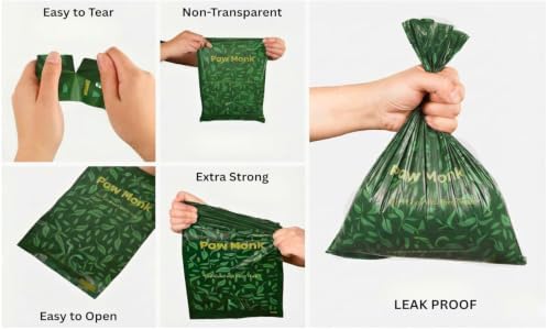 Paw Monk Leak Resistant Dog Poop Bags Rolls -120 Bags, Heavy Duty 20 Micron, Easy-Tear perforations, Easy-Open & Easy-Tie doggy poop bags Unscented - Image 3