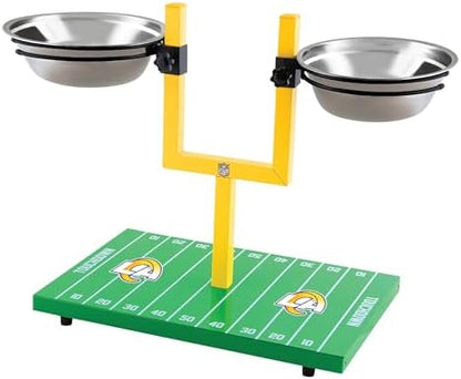 NFL Los Angeles Rams Goalpost Football Field Dog Feeder – Adjustable Elevated Dog Bowls with Stand, 2 Stainless Steel Bowls, Non-Slip Rubber Feet, Raised Pet Feeder for Large & Small Dogs, Cats. - Image 4