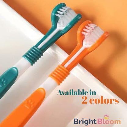 Triple Head Dog Toothbrush- 3- Sided Pet Toothbrush for Faster Cleaning, Helps Reduce Plaque & Bad Breath, Easy to Use Dog Dental Care Tool for Medium &Large Dogs. (Orange) - Image 5