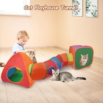 Rypet Cat Toy Tunnel and Cubes Bundle, Play Tubes for Indoor Cats,Rainbow - Image 5