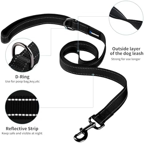 Annchwool No Pull Dog Harness with Padded Handle+5 Ft Leash,Reflective Strip Escape Proof and Quick Fit to Adjust Dog Harness,Easy for Training Walking for Small & Medium and Large Dogs(Black-Set,S) - Image 5