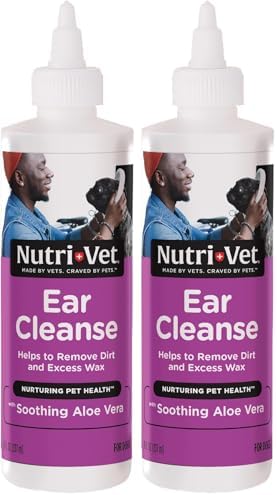 Nutri-Vet Ear Cleanse for Dogs, Liquid Ear Cleanser with Soothing Aloe & Salicylic Acid, Removes & Cleans Wax,Dirt,and Debris,Deodorizes,and Itch Relief, Gentle Veterinarian Formulated,8oz,(Pack of 2) by Nutri-Vet