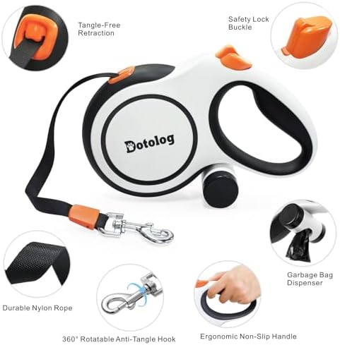 Retractable Dog Leash,16ft Retractable Lead with Bungee Leads for 2 Dogs,Double Leash with Dog Safety Harness Buckle, Extendable Lead 5m for Medium Large Dogs (White, 5m) - Image 4
