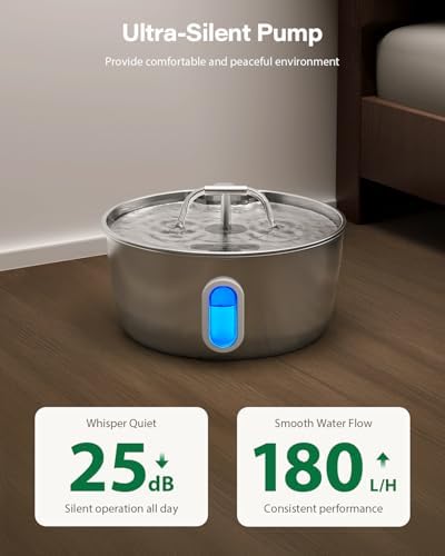 Stainless Steel Cat Water Fountain - 3.2L/108oz Cat Fountain for Drinking - Image 5