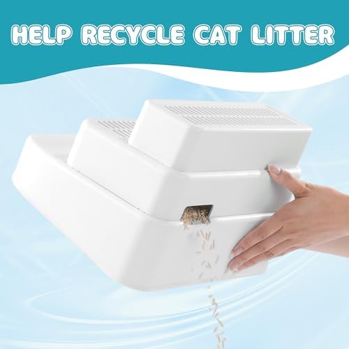 BALAPET Adjustable 3 Steps Litter Box Ramp with Filter Function, Detachable Litter Trapper, Non-Slip Cat Litter Stair for Small & Elderly Cats(White) - Image 5