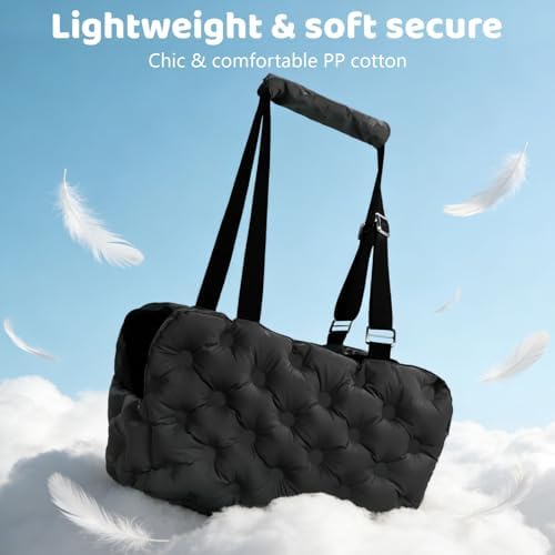 Dog Purse Carrier for Small Dog Cats, Soft Quilted Puppy Carrier Soft-Sided Carriers Bag, Luxury Stylish Small Dog Cat Travel Tote for Pets Up to 11 lbs (Black, 15.7" L x 7.9" W x 7.1" H) - Image 3