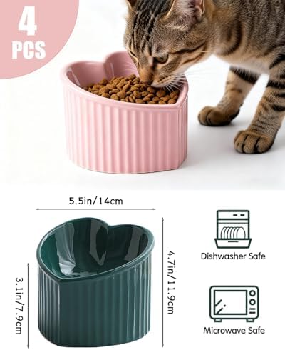 Ceramic Raised Cat Bowls, Elevated Cat Bowls Ceramic Cats Bowl Tilted Raised Cats Bowl for Food and Water Indoor Kitten and Small Dogs, Dishwasher and Microwave Safe - Image 2