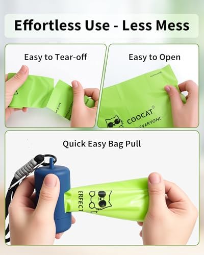Dog Poop Bags with Dispenser & Holder, Guaranteed Leak Proof, Unscented Extra Thick Heavy Duty Tear-resistant 18-Micron Waste Bag Refill Rolls (NavyBlue (105-Bags, 1-Dispenser)) - Image 4