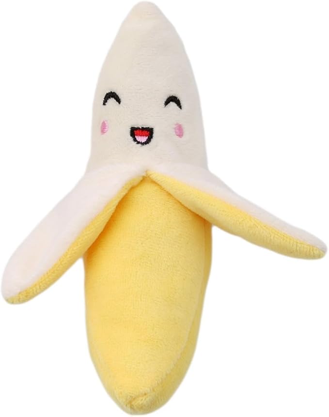 3 Pieces Yellow Banana Plush Squeeze Squeaker Puppy Dog Toys Plush Chew (Banana) Dog Squeak Toys