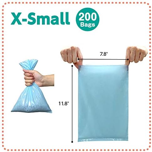 BOS Amazing Odor Sealing Cat Waste Bags - Durable and Unscented [Size: XS, Color: Light Blue] (200 count, Pack of 2) (400Bags) ★Too Small to get a Litter Scoop Inside! - Image 2
