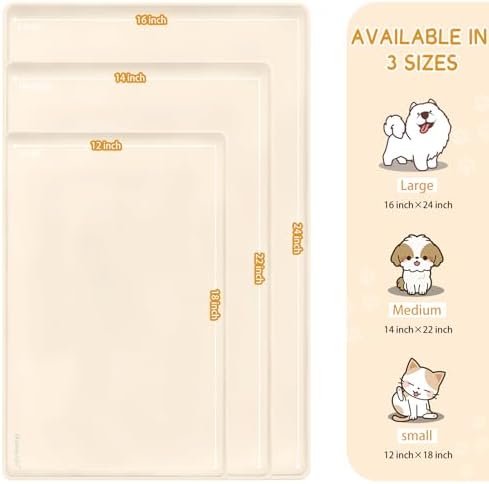 MateeyLife Silicone Cat & Dog Food Mat for Floors Waterproof, Anti-Slip Dog Bowl Mats for Food and Water, Pet Feeding Mats with Lip to Prevent Spills, Pet Placemat for Messy Drinkers to Protect Floors - Image 3