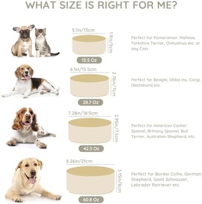 SPUNKYJUNKY 28.7OZ Ceramic Dog and Cat Bowl, Modern Cute Weighted Food Water Bowl for Replacement Beige (2 Pack) - Image 6