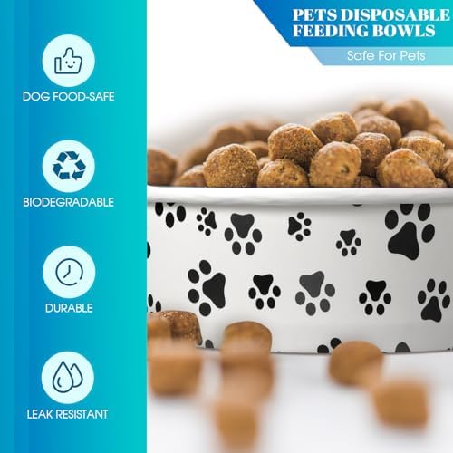 Potchen 60 Pcs Disposable Paper Dog Bowls Small Dog Pet Dishes Bulk, 16 oz - Image 3