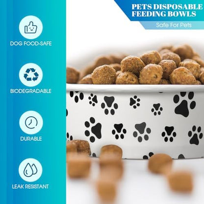 Potchen 60 Pcs Disposable Paper Dog Bowls Small Dog Pet Dishes Bulk, 16 oz - Image 3