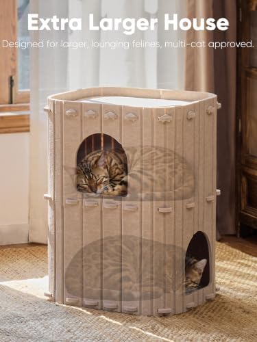 FUKUMARU Cat House for Indoor Cats, Warm Felt Cat Bed, Scratch Resistant - Image 4