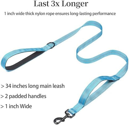 iYoShop Double Dog Leash with 3 Extra Traffic Handles, 15-120 lbs, Blue - Image 2