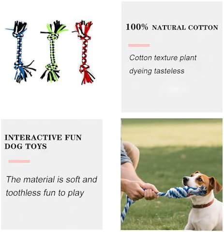 Dog Rope Toys for Small Dogs， Double Knot Ropes Puppy Chew Toys， Cotton Pet Toys for Natural Floss，Multicolored（3PCS） - Image 4