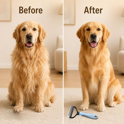 2Pcs Pet Grooming Brush, Pet Knotter Dog Grooming, Deshedding Dog Brush Removes Tangles Knots and Loose Fur, Pets Knotting Comb, Pe t Pro Double Sided Shedding Brush (Blue+Pink) - Image 6